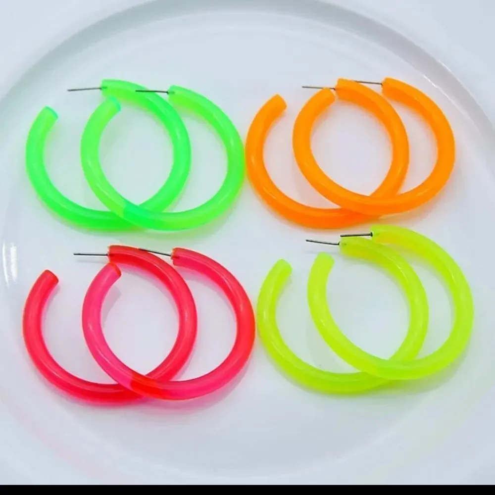 NWOT Neon Green Acrylic Hoops